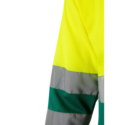 VL VULCAN. Polo bicolor bird-eye (160g/m²) de manga comprida, em poliéster (100)